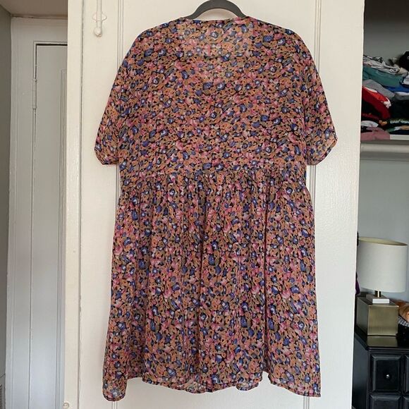 Pink Babydoll Sheer Short sleeve Button Up Size Large - Picture 3 of 10